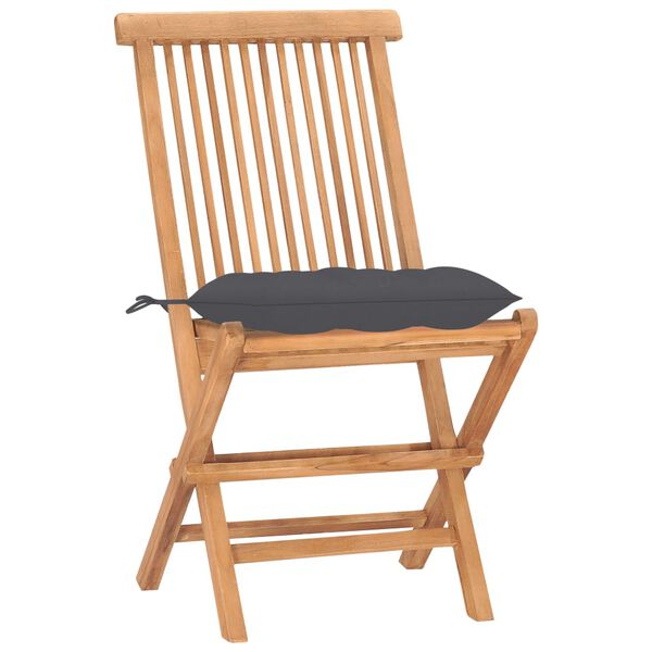 vidaXL Ensemble à manger d'extérieur pliable avec coussin 3 pcs Teck