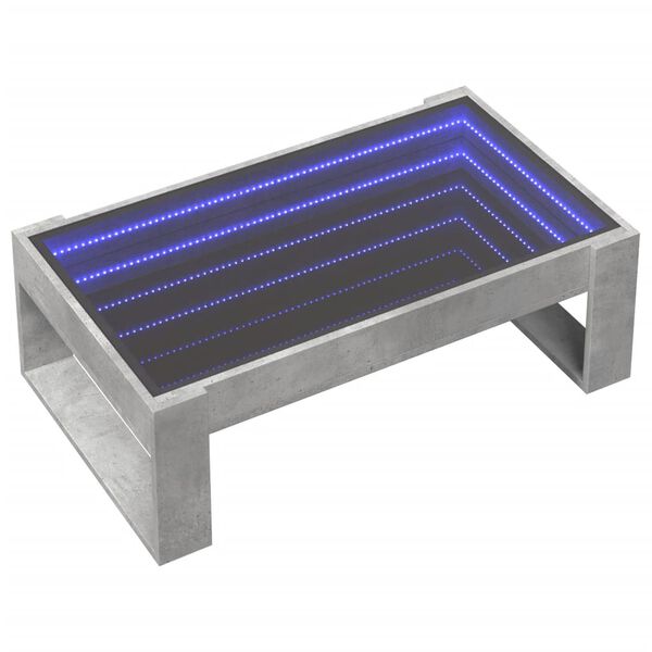 vidaXL Table basse avec LED infini gris b&eacute;ton 90x53x30 cm