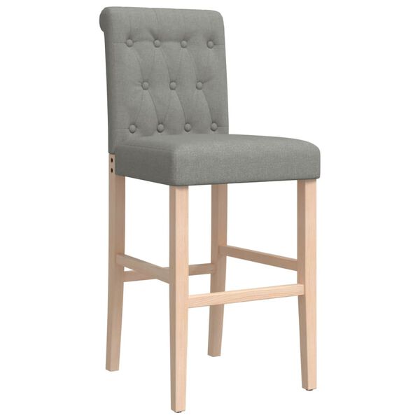 vidaXL Chaises de bar lot de 2 bois massif d'h&eacute;v&eacute;a et tissu