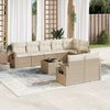 vidaXL Salon de jardin avec coussins 9 pcs beige r&eacute;sine tress&eacute;e