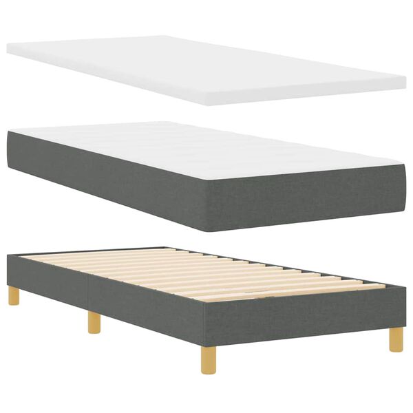 vidaXL Lit &agrave; ressorts avec matelas Gris fonc&eacute; 90 x 200 cm tissu