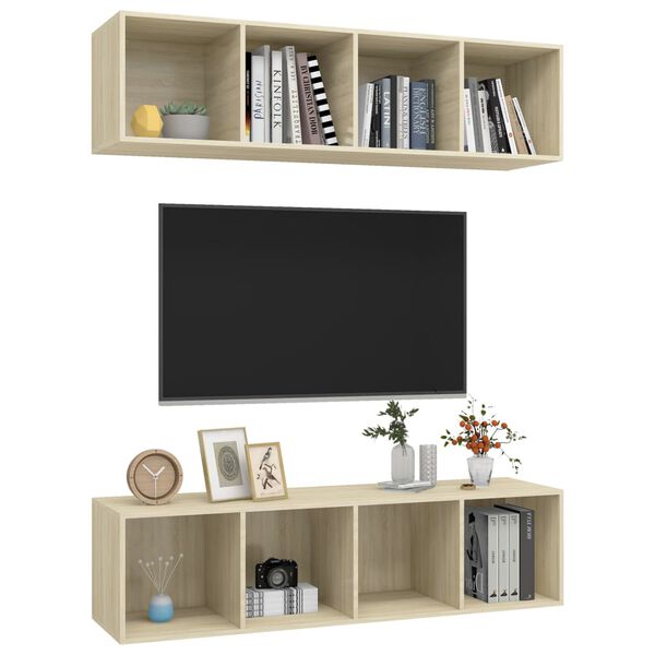 vidaXL Meubles TV muraux 2 pcs Ch&ecirc;ne sonoma Bois d'ing&eacute;nierie