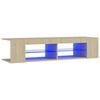vidaXL Meuble TV avec lumi&egrave;res LED ch&ecirc;ne sonoma 135x39x30 cm