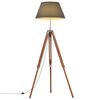 vidaXL Lampadaire &agrave; tr&eacute;pied Marron miel et noir Bois de teck 141 cm