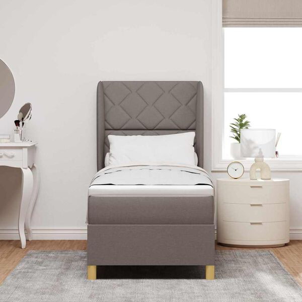 vidaXL Lit &agrave; ressorts avec matelas gris fonc&eacute; 90x190 cm Taupe