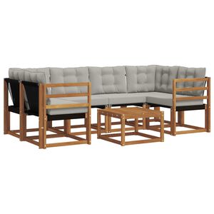 vidaXL Ensemble de canap&eacute;s d'ext&eacute;rieur 7 pc Gris Naturel et Clair