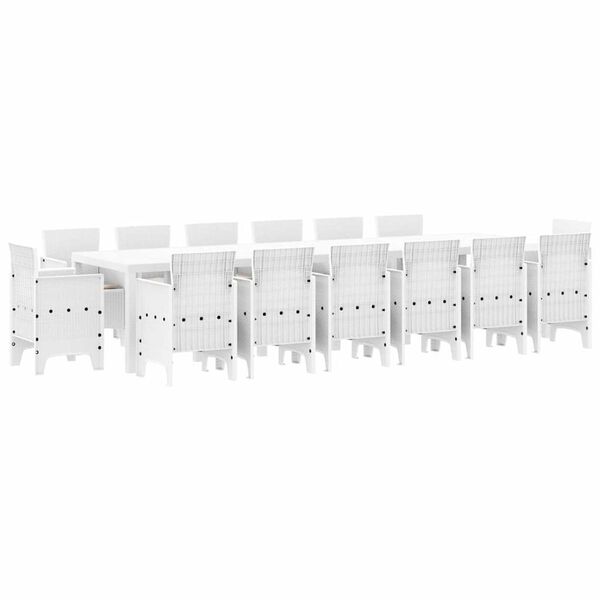 vidaXL Ensemble de salle à manger pour jardin 15 pcs Blanc Rattan Polt