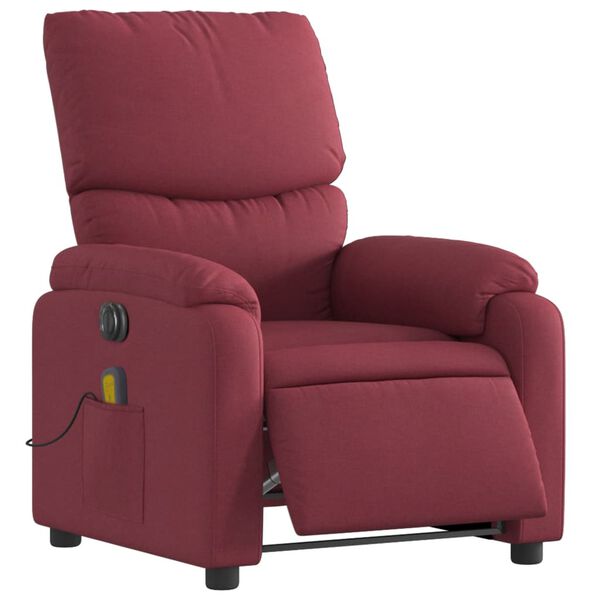 vidaXL Fauteuil de massage inclinable électrique Rouge bordeaux Tissu