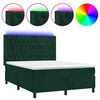 vidaXL Sommier &agrave; lattes de lit matelas et LED Vert fonc&eacute; 140x190 cm