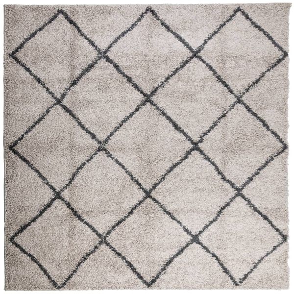vidaXL Tapis shaggy &agrave; poils longs moderne beige anthracite 240x240 cm