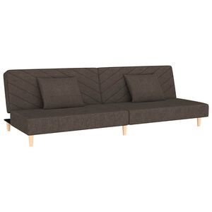 vidaXL Canap&eacute;-lit &agrave; 2 places avec deux oreillers marron tissu
