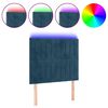 vidaXL T&ecirc;te de lit &agrave; LED Bleu fonc&eacute; 90x5x118/128 cm Velours