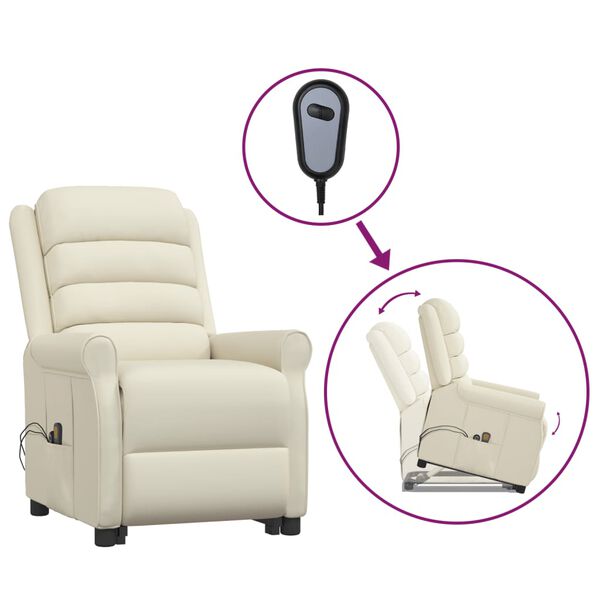 vidaXL Fauteuil de massage Cr&egrave;me Similicuir