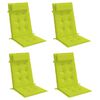 vidaXL Coussins de chaise &agrave; dossier haut lot de 4 vert vif