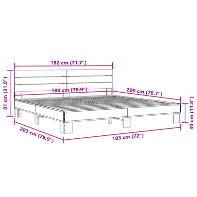 vidaXL Cadre de lit sans matelas chêne marron 180x200 cm