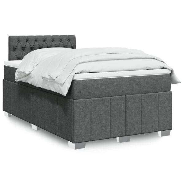 vidaXL Sommier &agrave; lattes de lit avec matelas gris fonc&eacute; 120x190cm tissu