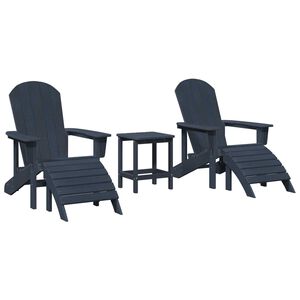 vidaXL Chaise de jardin 3 pcs Bleu marine Poly&eacute;thyl&egrave;ne