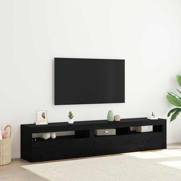 vidaXL Meuble TV 2 pcs Ch&ecirc;ne noir 195 x 35 x 40 cm Bois d'ing&eacute;nierie