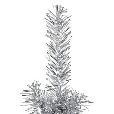 vidaXL Demi sapin de Noël artificiel mince avec support Argenté 180 cm