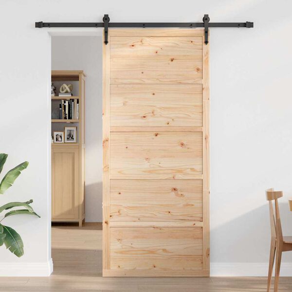 vidaXL Porte de Grange Naturel 100 x 208 cm Bois de pin massif