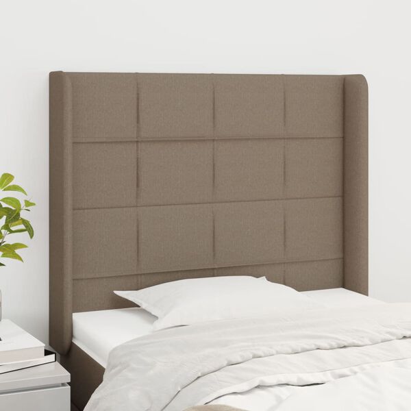 vidaXL T&ecirc;te de lit avec oreilles Taupe 103x16x118/128 cm Tissu