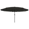 vidaXL Parasol de jardin Noir 395 x 395 x 245 cm Polyester et Acier