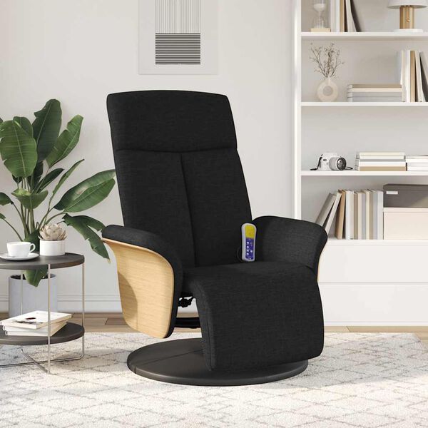 vidaXL Fauteuil inclinable de massage avec repose-pieds noir tissu