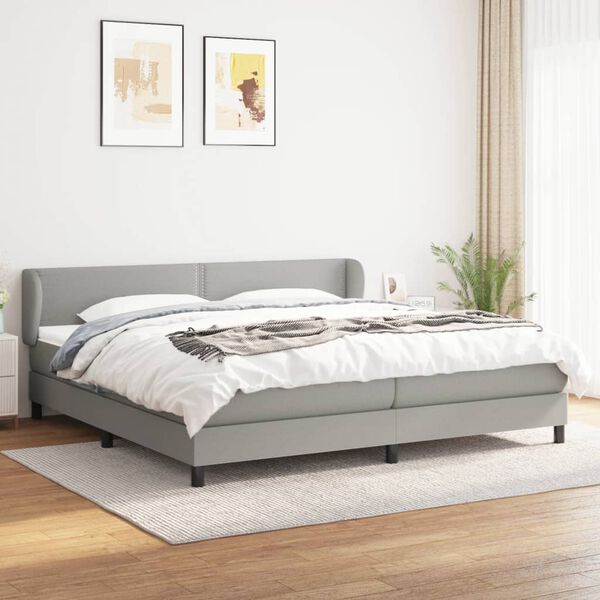 vidaXL Sommier &agrave; lattes de lit avec matelas Gris clair 200x200cm Tissu