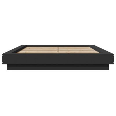 vidaXL Cadre de lit noir 135x190 cm bois d'ingénierie