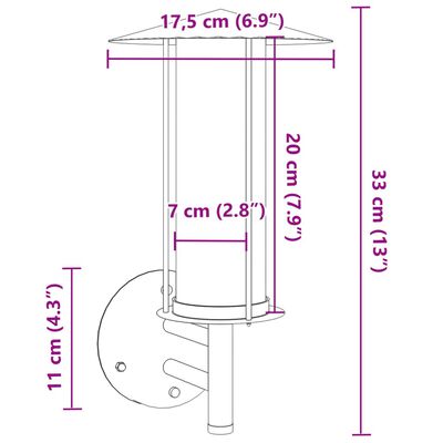 vidaXL Applique murale d'extérieur noir acier inoxydable