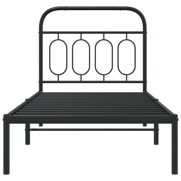 vidaXL Cadre de lit m&eacute;tal sans matelas avec t&ecirc;te de lit noir 90x190 cm