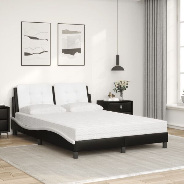 vidaXL Cadre de lit sans matelas Zadar noir et blanc 120x200 cm similicuir