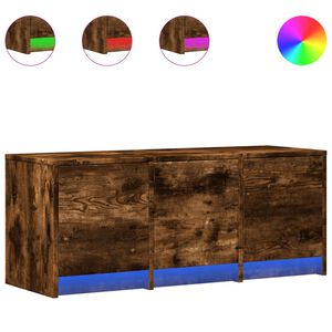 vidaXL Meuble TV avec LED ch&ecirc;ne fum&eacute; 97x34x40 cm bois d'ing&eacute;nierie