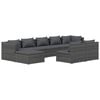 vidaXL Salon de jardin 9 pcs avec coussins Gris R&eacute;sine tress&eacute;e