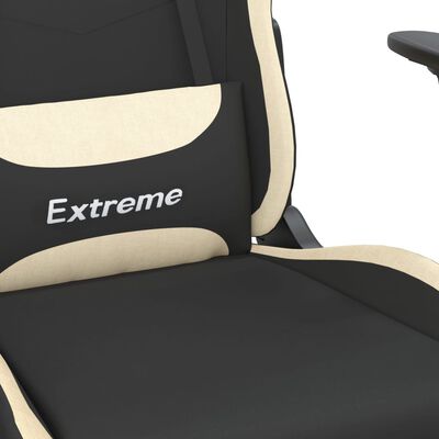 vidaXL Chaise de jeu avec repose-pied Noir et crème Tissu