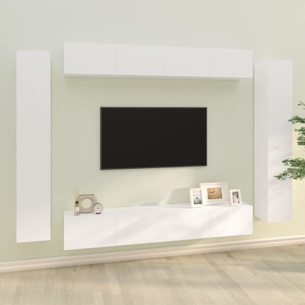 vidaXL Ensemble de meubles TV 8 pcs Blanc Bois d'ing&eacute;nierie