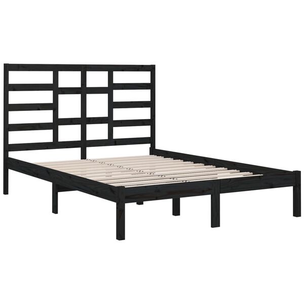 vidaXL Cadre de lit sans matelas noir bois massif 140x190 cm