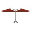 vidaXL Parasol de jardin double et m&acirc;t en acier terre cuite 600x300 cm
