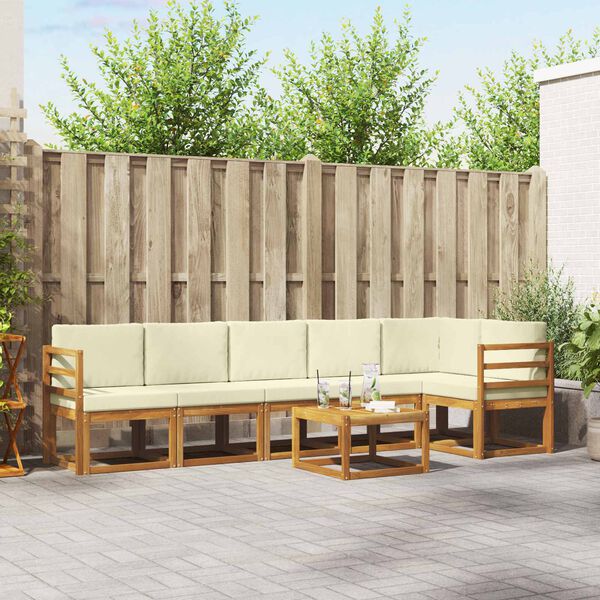 vidaXL Ensemble de canap&eacute;s d'ext&eacute;rieur 7 pcs Naturel et Cr&egrave;me