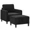 vidaXL Fauteuil avec repose-pied Noir 60 cm Velours