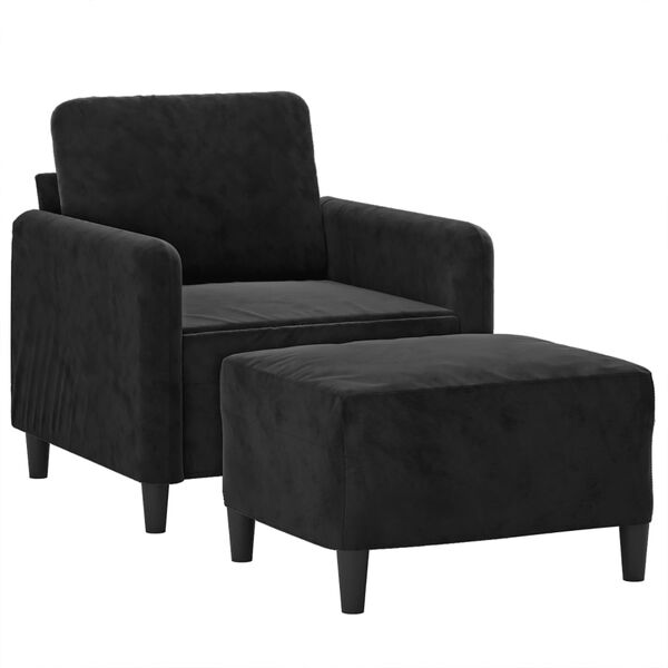 vidaXL Fauteuil avec repose-pied Noir 60 cm Velours