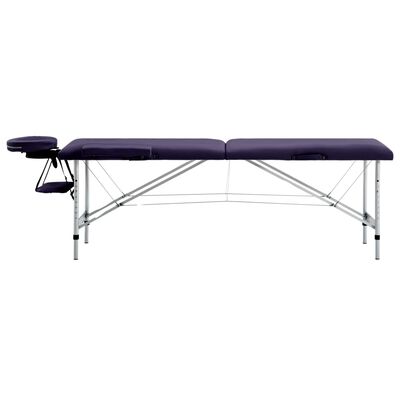 vidaXL Table de massage pliable 2 zones Aluminium Violet