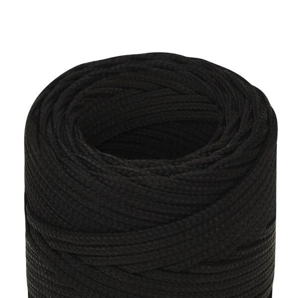 vidaXL Corde de travail Noir 2 mm 100 m Polyester