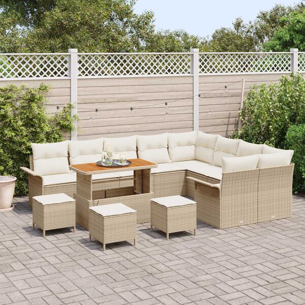 vidaXL Ensemble de canapé de jardin 13 pcs Beige polyrotin