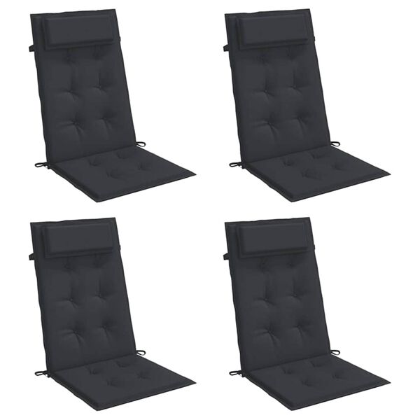 vidaXL Coussins de chaise &agrave; dossier haut lot de 4 noir tissu oxford