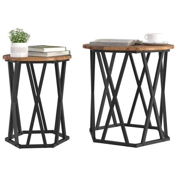 vidaXL Table basse 2 pcs Bois ancien 50 x 50 x 50 cm