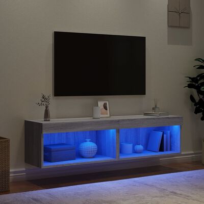 vidaXL Meubles TV avec lumières LED 2 pcs sonoma gris 60x30x30 cm