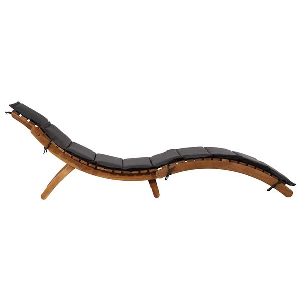 vidaXL Chaise longue avec coussins gris fonc&eacute; bois massif acacia