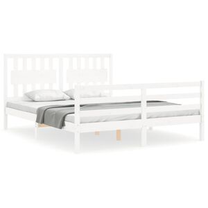 vidaXL Cadre de lit sans matelas blanc 160x200 cm bois massif