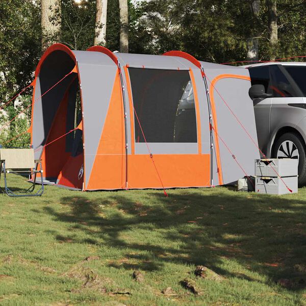 vidaXL Tente de voiture 4 personnes gris et orange imperm&eacute;able